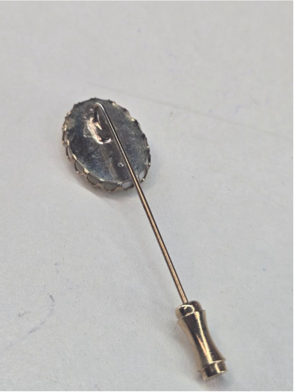 Lenox Stick Pin Cream & Orange Floral Women's Brooch 14k Gold Plated Vintage - Picture 5 of 9
